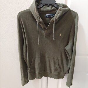 Polo Ralph Lauren Pullover Hoodie Sweatshirt Mens Size Large Green Small Pony